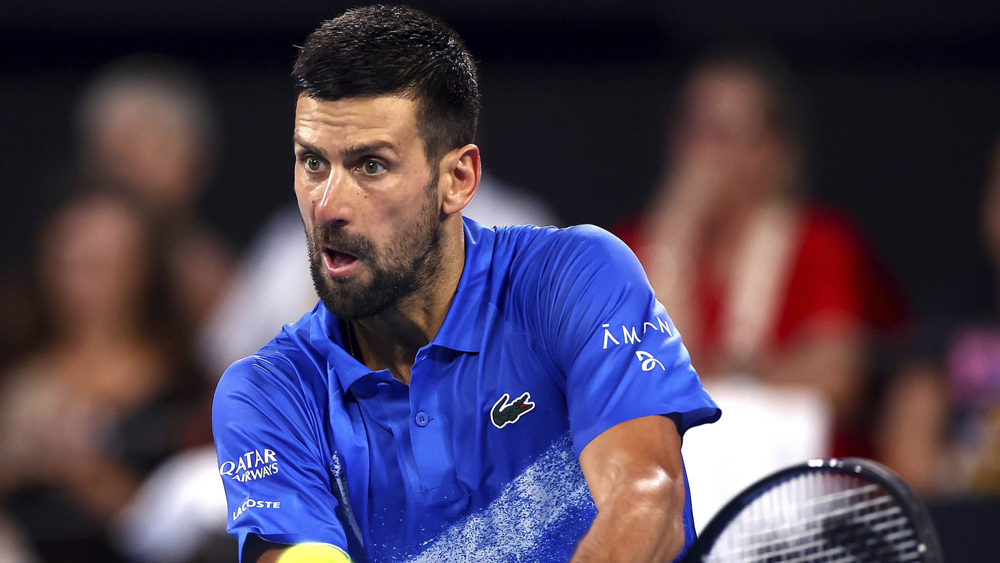 Novak Djokovic hits a shot against Reilly Opelka in their men's singles quarterfinal match at the ATP Brisbane International in Brisbane, Australia, January 3, 2025. /CFP