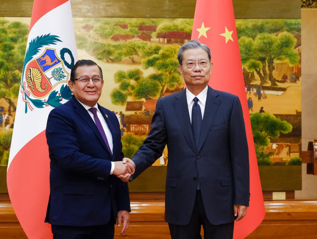 Zhao Leji (R), chairman of China