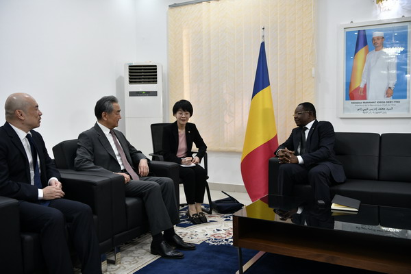 Wang Yi meets with Chadian Prime Minister Allamaye Halina in N'Djamena, January 8, 2025. /Chinese Foreign Ministry 