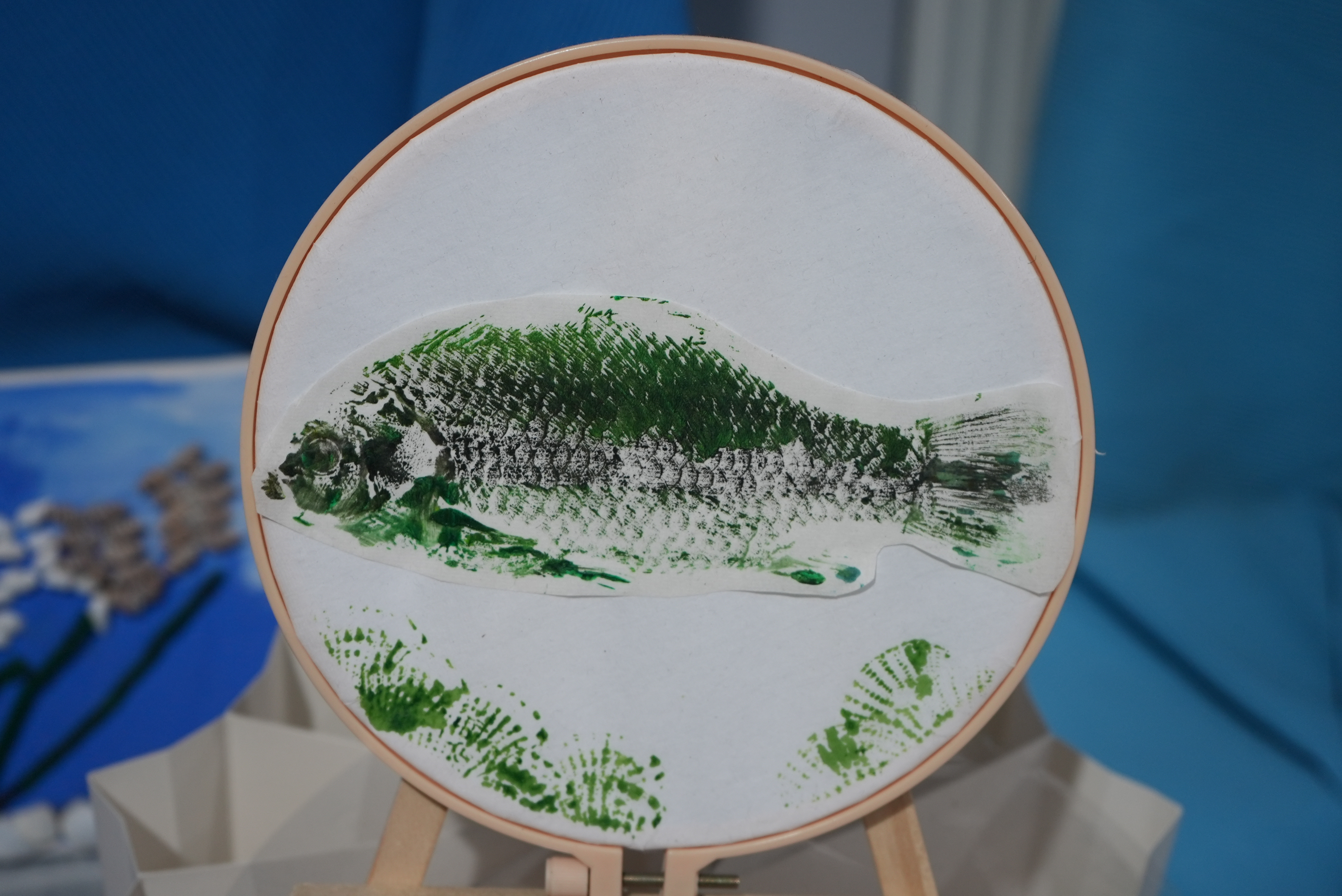 Fish print by Lu's kindergarten students, Xiangshan, December 27, 2024. /CGTN