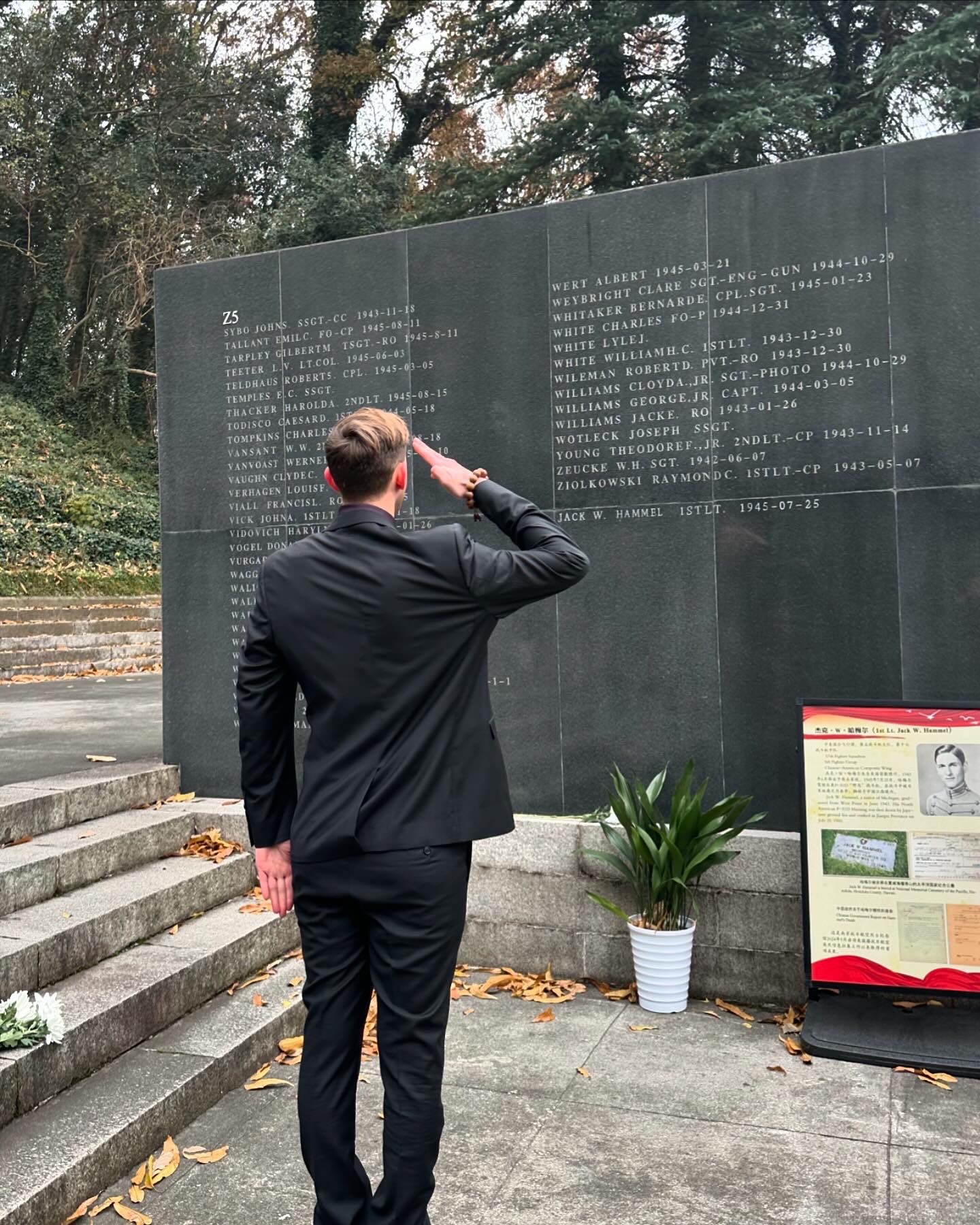 Evan Kail at the The Memorial Hall of the Victims in Nanjing Massacre by Japanese Invaders, east China. /Courtesy of Evan Kail
