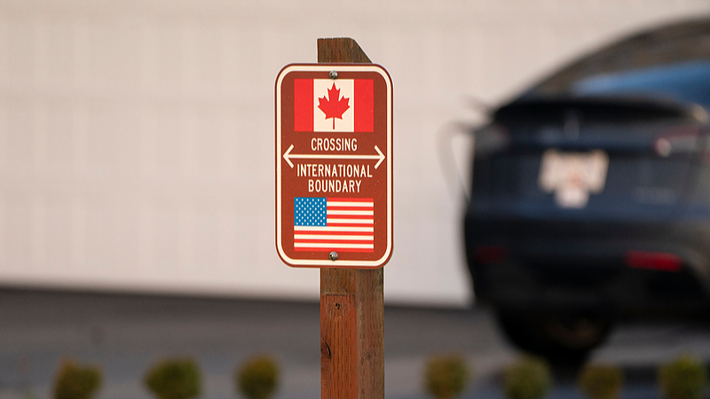 A sign marks the international boundary between Canada and the United States in Blaine, Washington, U.S., December 18, 2024. /CFP