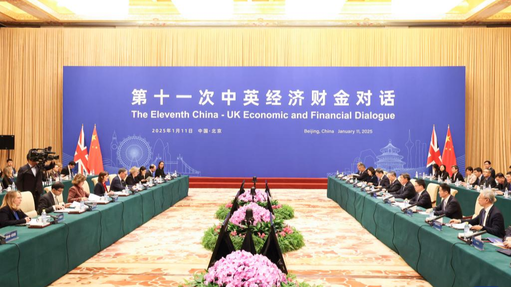 Chinese Vice Premier He Lifeng and British Chancellor of the Exchequer Rachel Reeves, serving as the lead persons of the 11th China-UK Economic and Financial Dialogue, co-chair the dialogue in Beijing, capital of China, January 11, 2025. /Xinhua