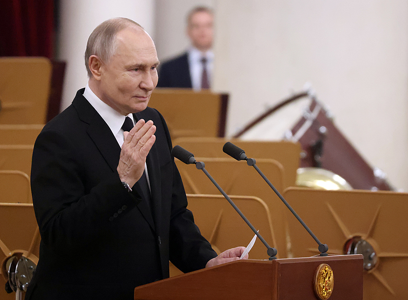 Russian President Vladimir Putin speaks during a gala event in memory of former St. Petersburg mayor Anatoly Sobchak in Saint Petersburg, Russia, February 19, 2025. /VCG