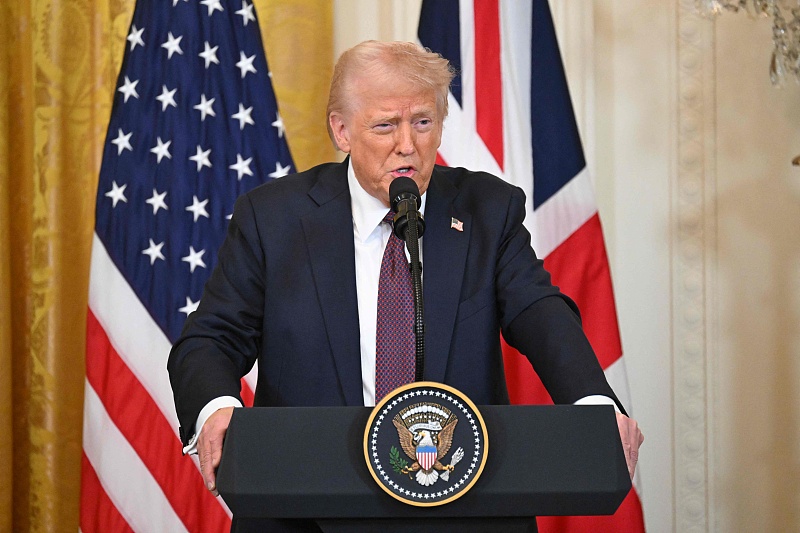 U.S. President Donald Trump speaks during a press conference with British Prime Minister Keir Starmer in the East Room of the White House in Washington, D.C., U.S., February 27, 2025. /VCG