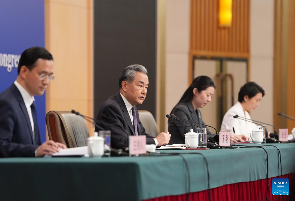 Chinese Foreign Minister Wang Yi attends a press conference on China's foreign policy and external relations on the sidelines of the third session of the 14th National People's Congress in Beijing, China, March 7, 2025. /Xinhua