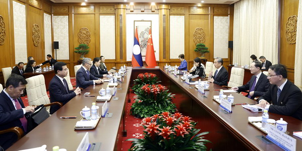 Chinese Foreign Minister Wang Yi, also a member of the Political Bureau of the Communist Party of China Central Committee, holds talks with Lao Minister of Foreign Affairs Thongsavanh Phomvihane in Beijing, capital of China, March 13, 2025. /Chinese Foreign Ministry 