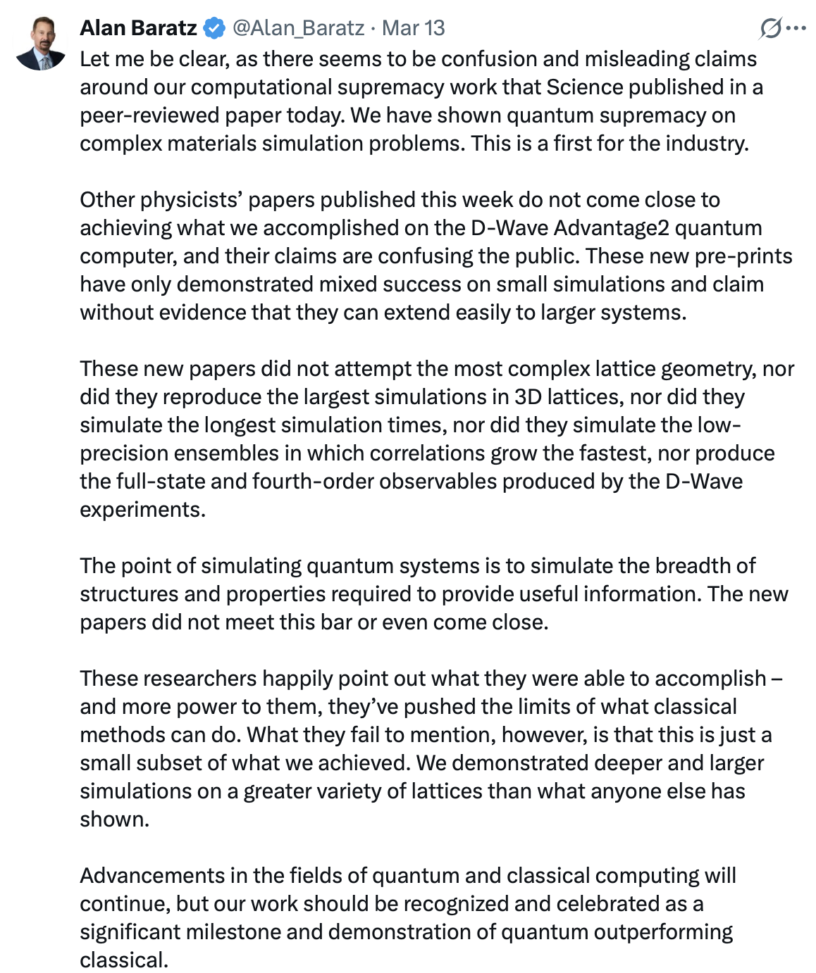 Alan Baratz's response to skepticism. /Screenshot of Alan Baratz's X