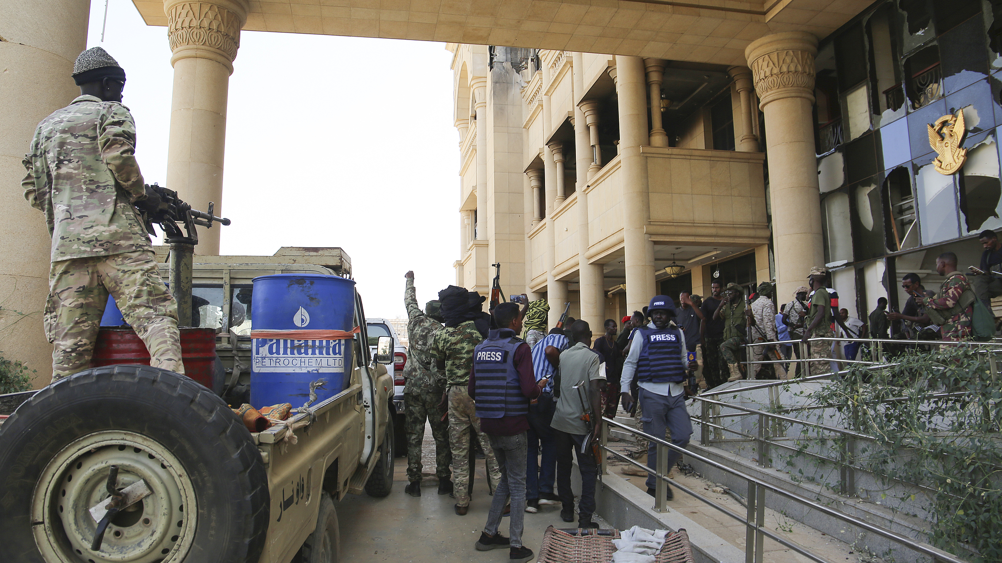 The SAF soldiers take over the presidential palace in Khartoum, Sudan, March 21, 2025. /VCG