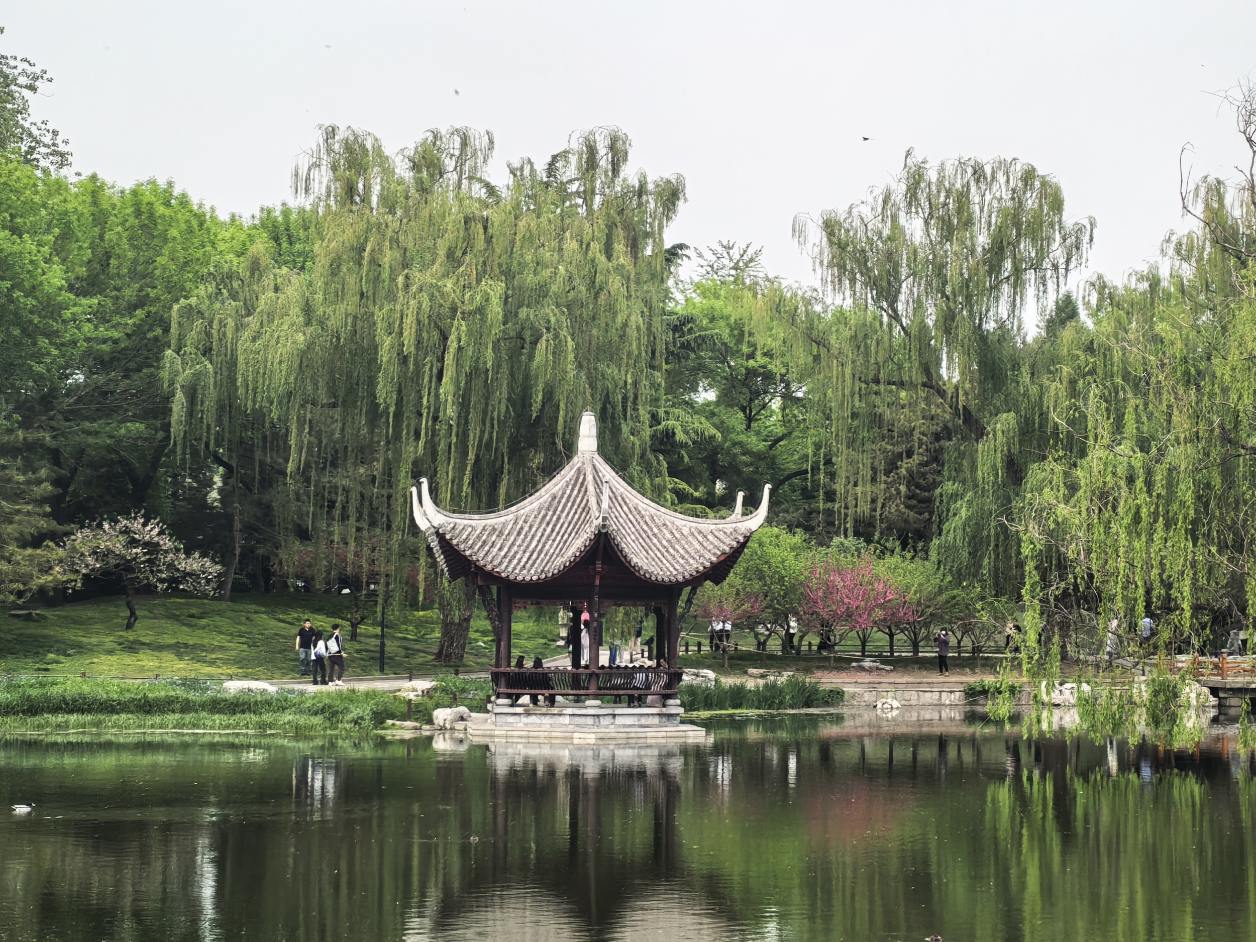 A Chinese pavilion in Taoranting Park in Beijing is seen in this photo taken on April 20, 2025. /CGTN