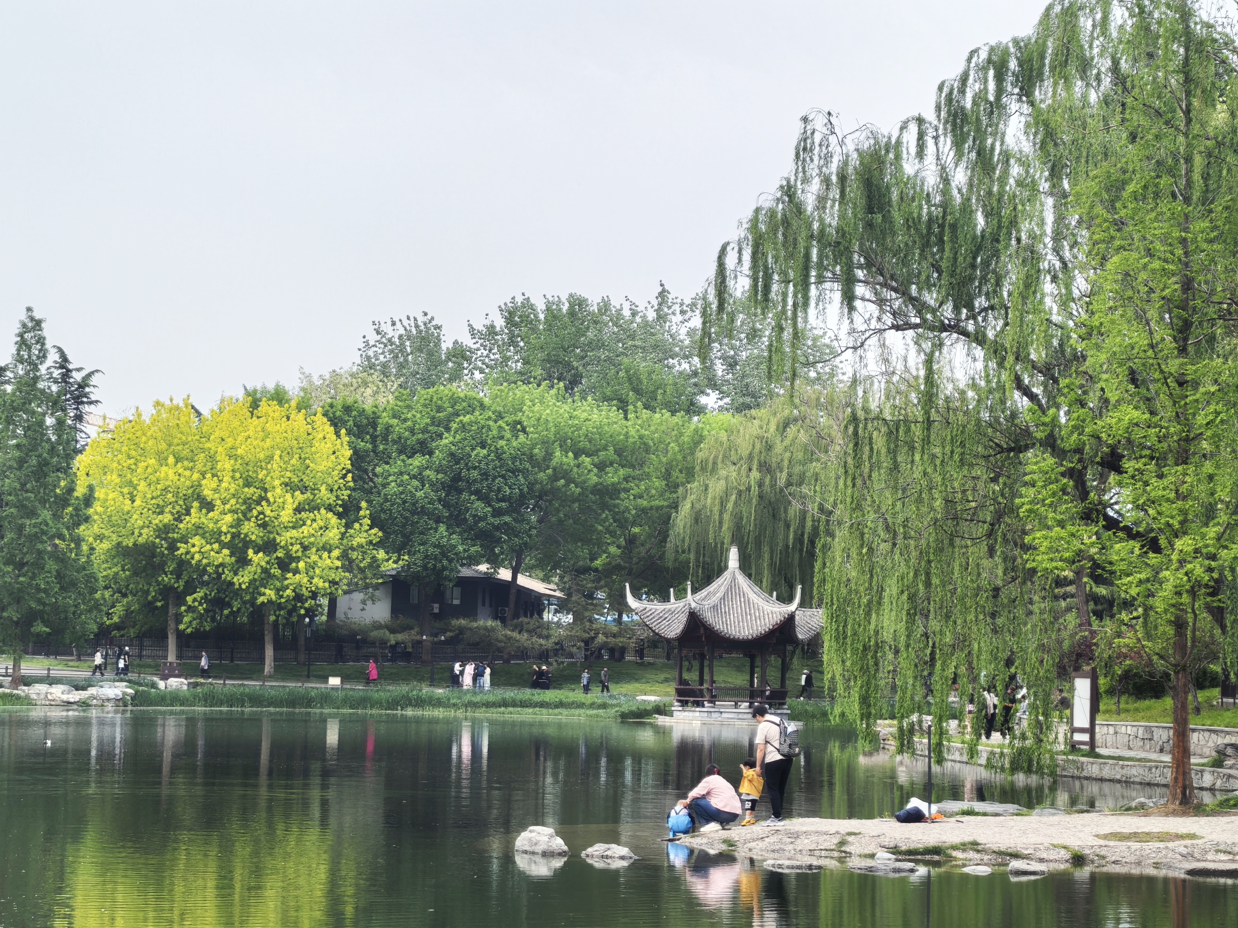 A Chinese pavilion in Taoranting Park in Beijing is seen in this photo taken on April 20, 2025. /CGTN
