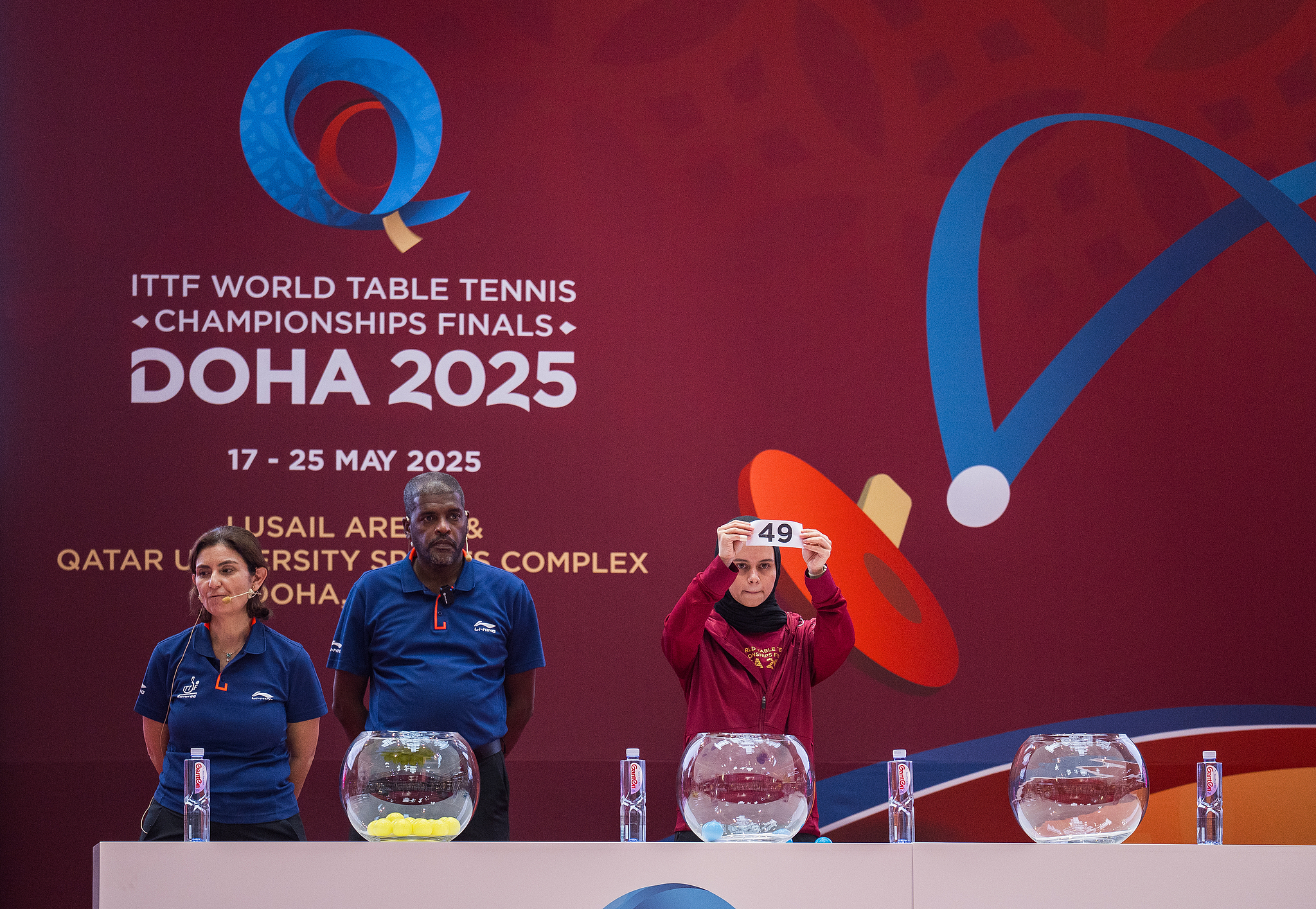 Draw for the International Table Tennis Federation (ITTF) World Table Tennis Championships Finals in Doha, Qatar, April 30, 2025. /VCG