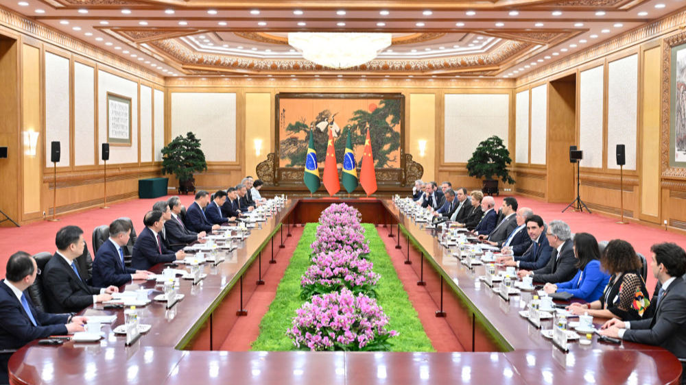Chinese President Xi Jinping holds talks with Brazilian President Luiz Inacio Lula da Silva in Beijing, China, May 13, 2025. /Xinhua