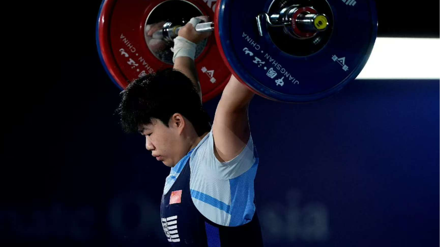 Liao Guifang competes in the women's 76kg division at the Asian Weightlifting Championships in Jiangshan, Zhejiang Province, China, May 13, 2025. /Chinese Olympic Committee