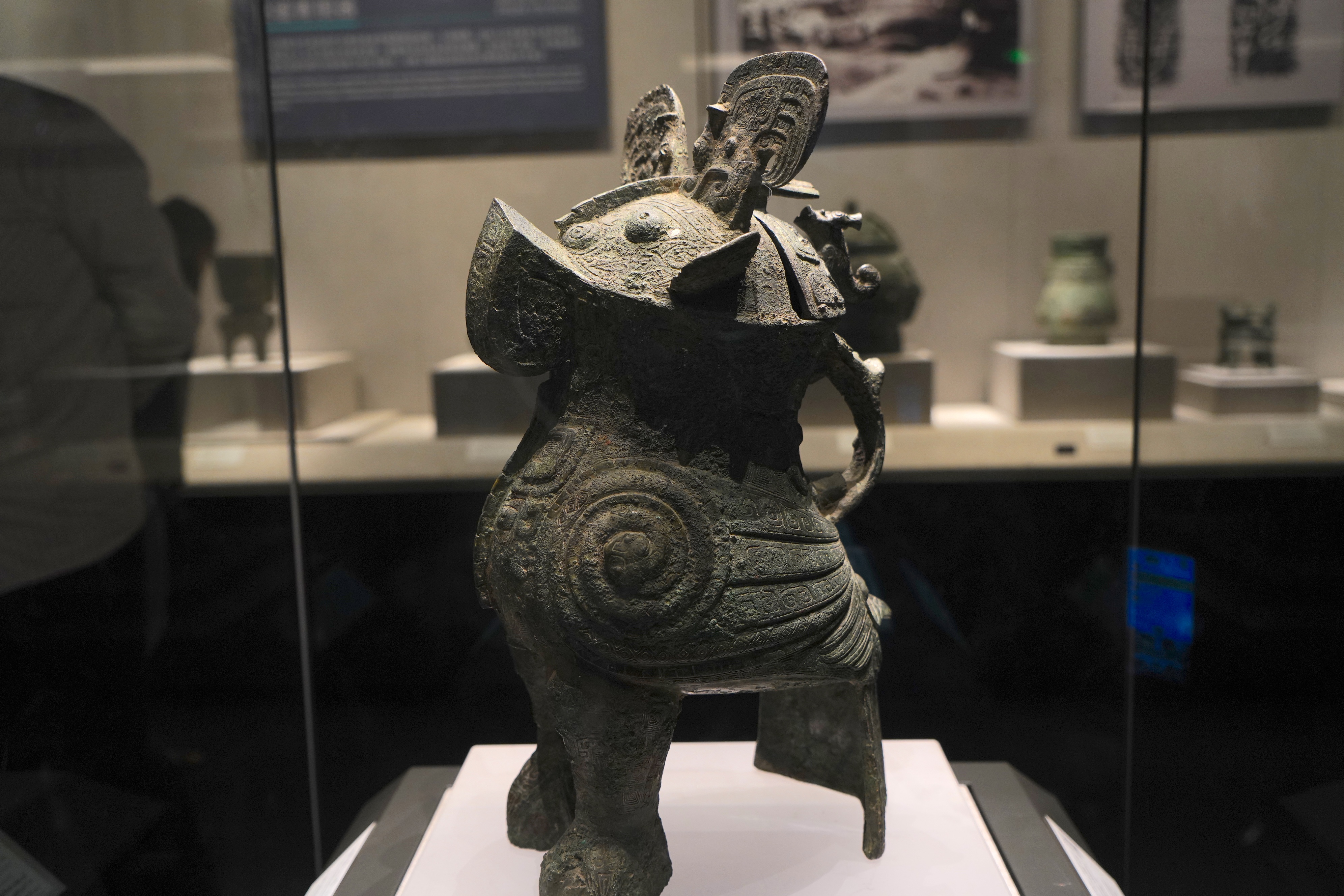 The bronze owl-shaped Zun wine vessel, with Fu Hao inscriptions, from the collection of the Henan Museum /CGTN