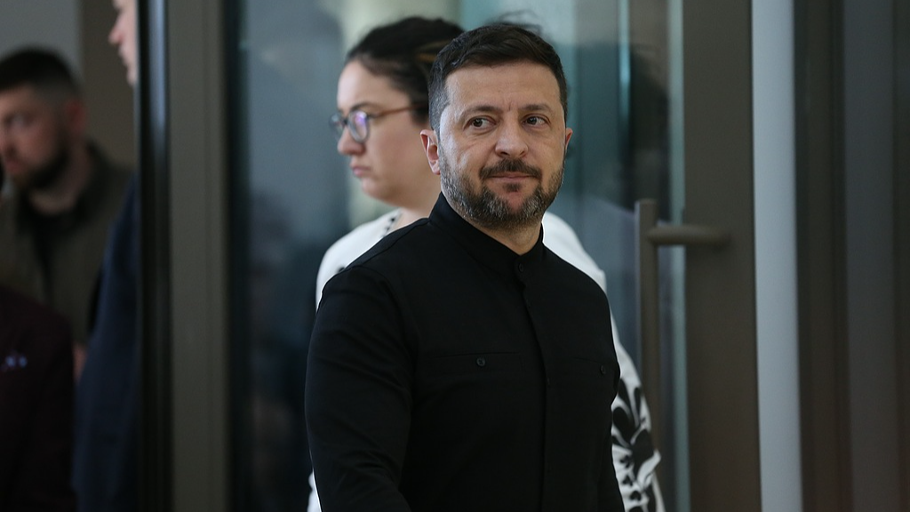 Ukrainian President Volodymyr Zelenskyy attends a press conference at the Embassy of Ukraine in Ankara, Türkiye, May 15, 2025. /VCG