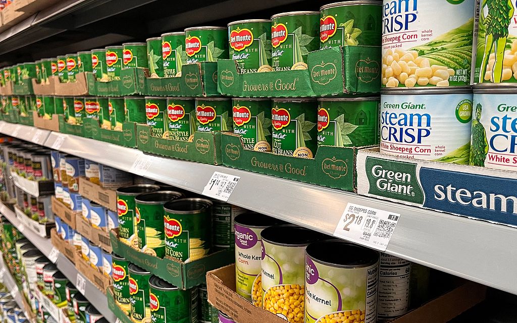 Canned goods at a Walmart supermarket in Houston, Texas, May 15, 2025. /VCG