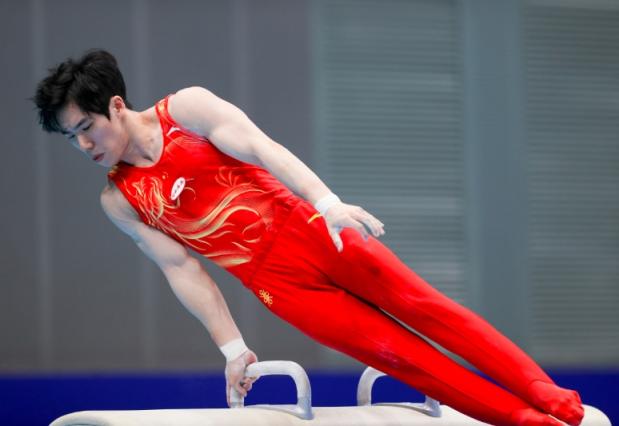 Zhang Boheng of China competes in the men's all-round event at the National Gymnastics Championships in Nanning, south China's Guangxi Zhuang Autonomous Region, May 19, 2025. /Xinhua