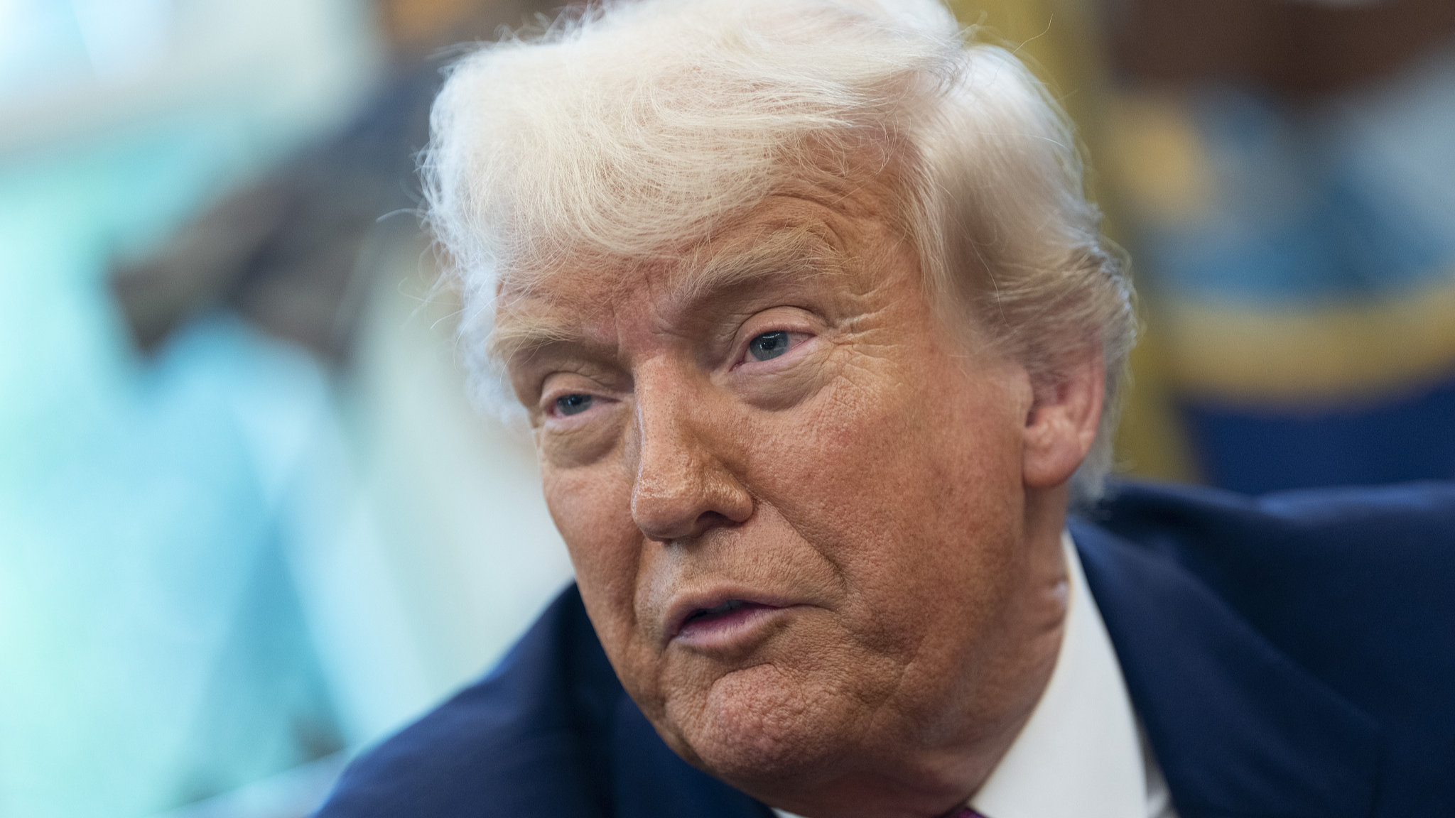 US President Donald Trump addressing reporters in the Oval Office, Washington D.C., on May 20, 2025. /VCG