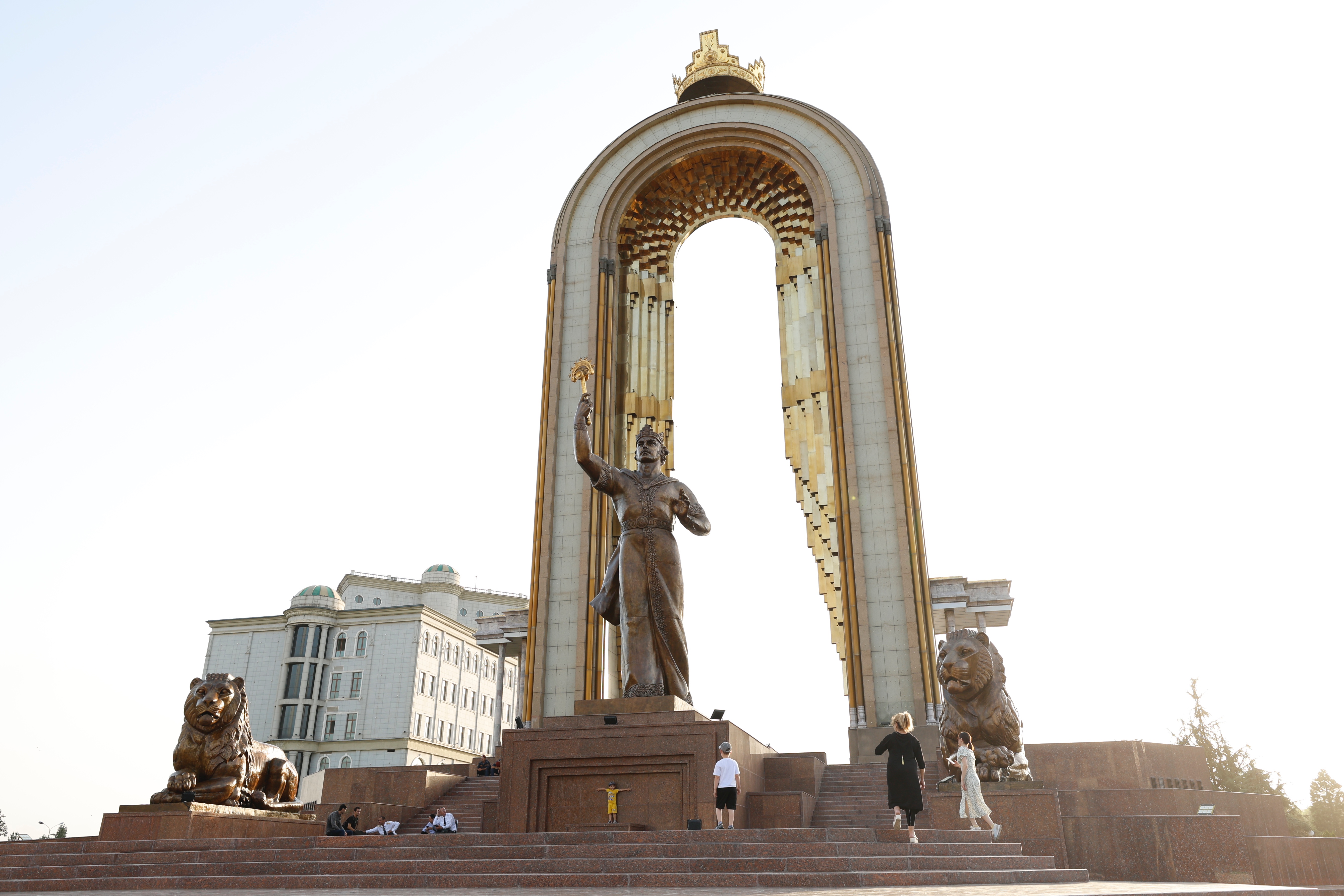 The statue of Ismail Samani is seen in Dushanbe, Tajikistan. /IC