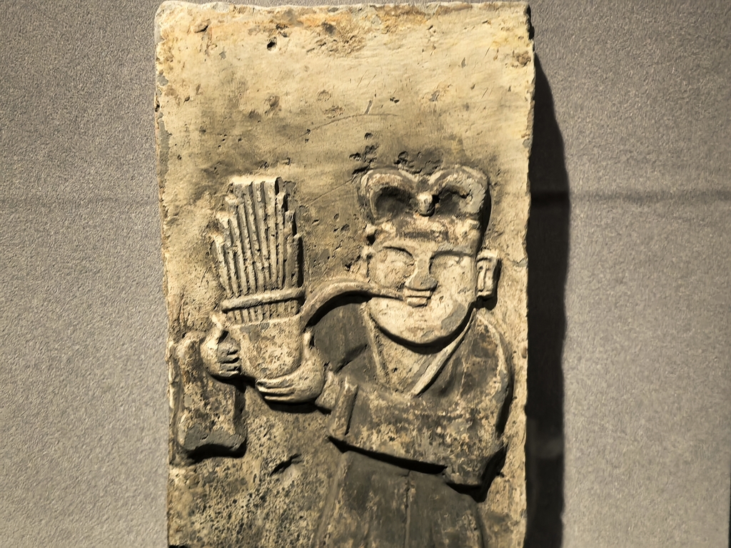 A cultural artifact is seen on display at the 