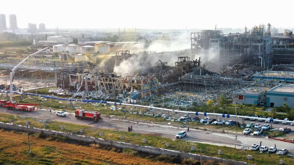 Rescue efforts are underway after an explosion at a chemical company in Gaomi City, east China's Shandong Province, May 27, 2025. /Xinhua