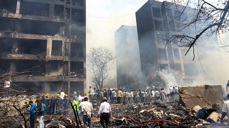 Search and recovery teams work through the rubble of an Air India plane crash in Ahmedabad, India, June 12, 2025. /CFP