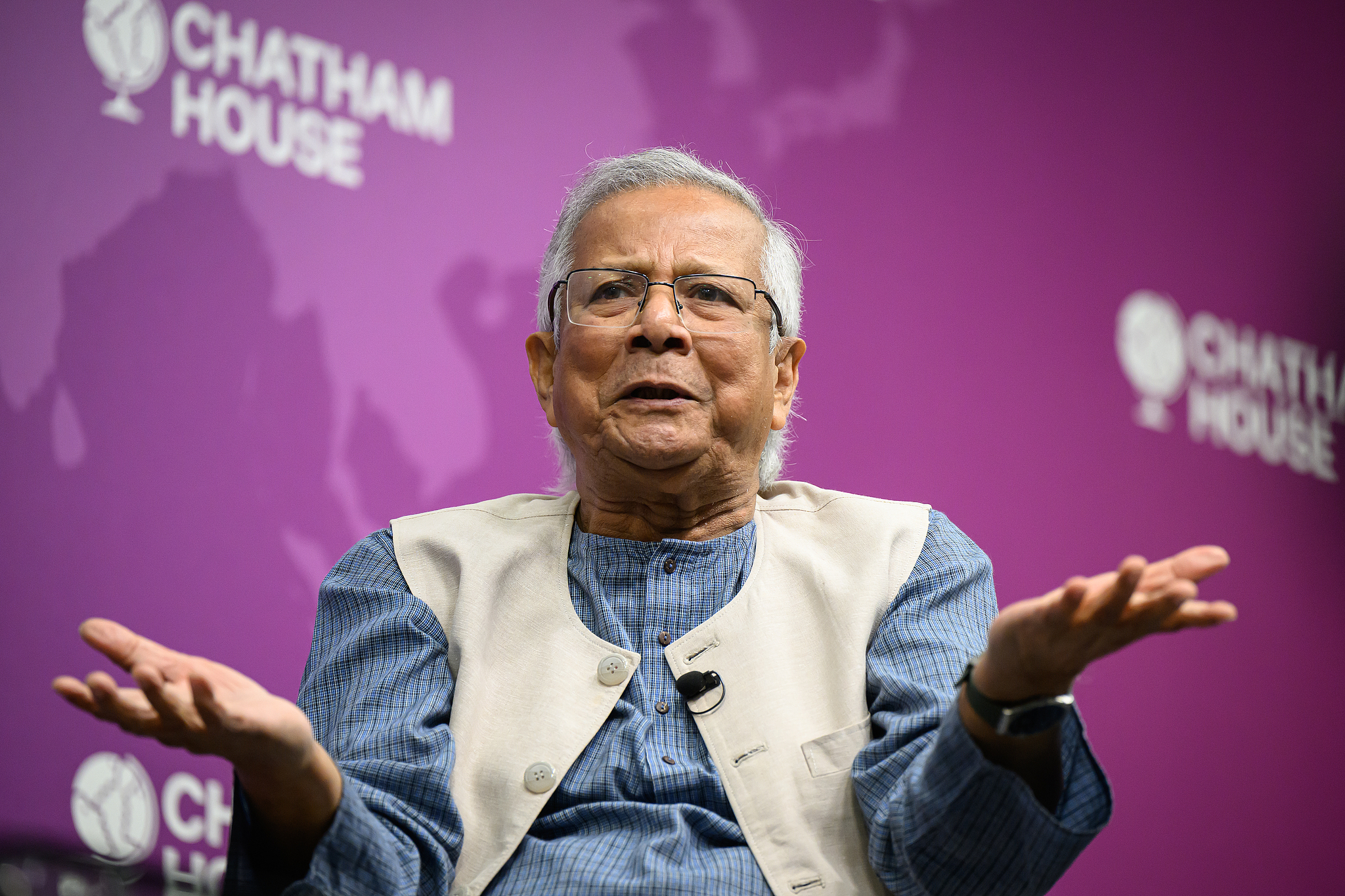 Chief Advisor to the Government of Bangladesh, Professor Muhammad Yunus, speaks at Chatham House in London, United Kingdom, June 11, 2025. /CFP