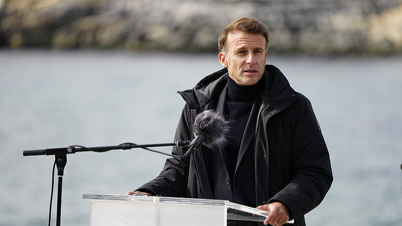 French President Emmanuel Macron speaks during a news conference in Nuuk, Greenland, June 15, 2025. /VCG