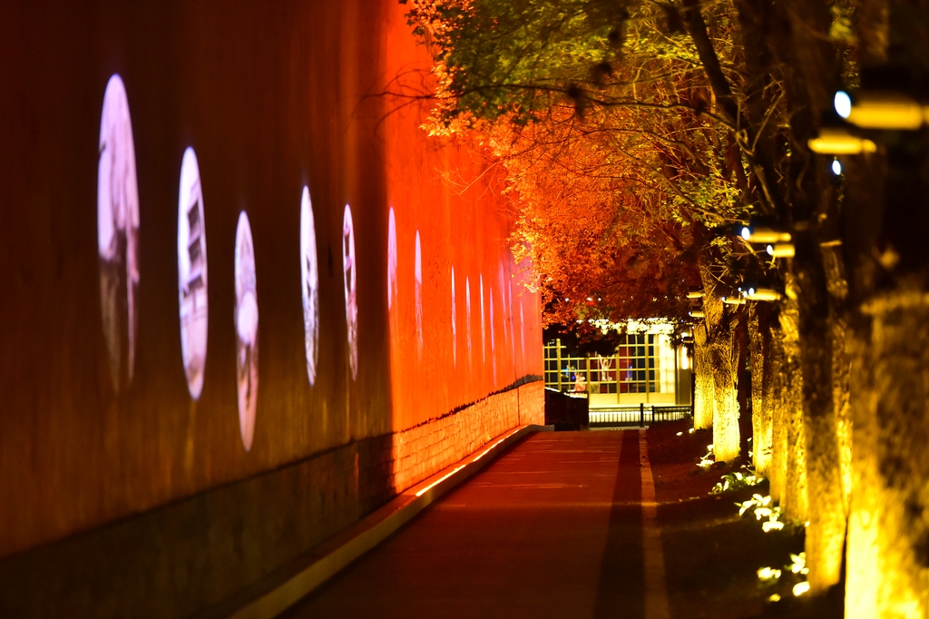 Projections are cast onto the red walls of the Shenyang Palace in Liaoning Province on June 16, 2025. /IC