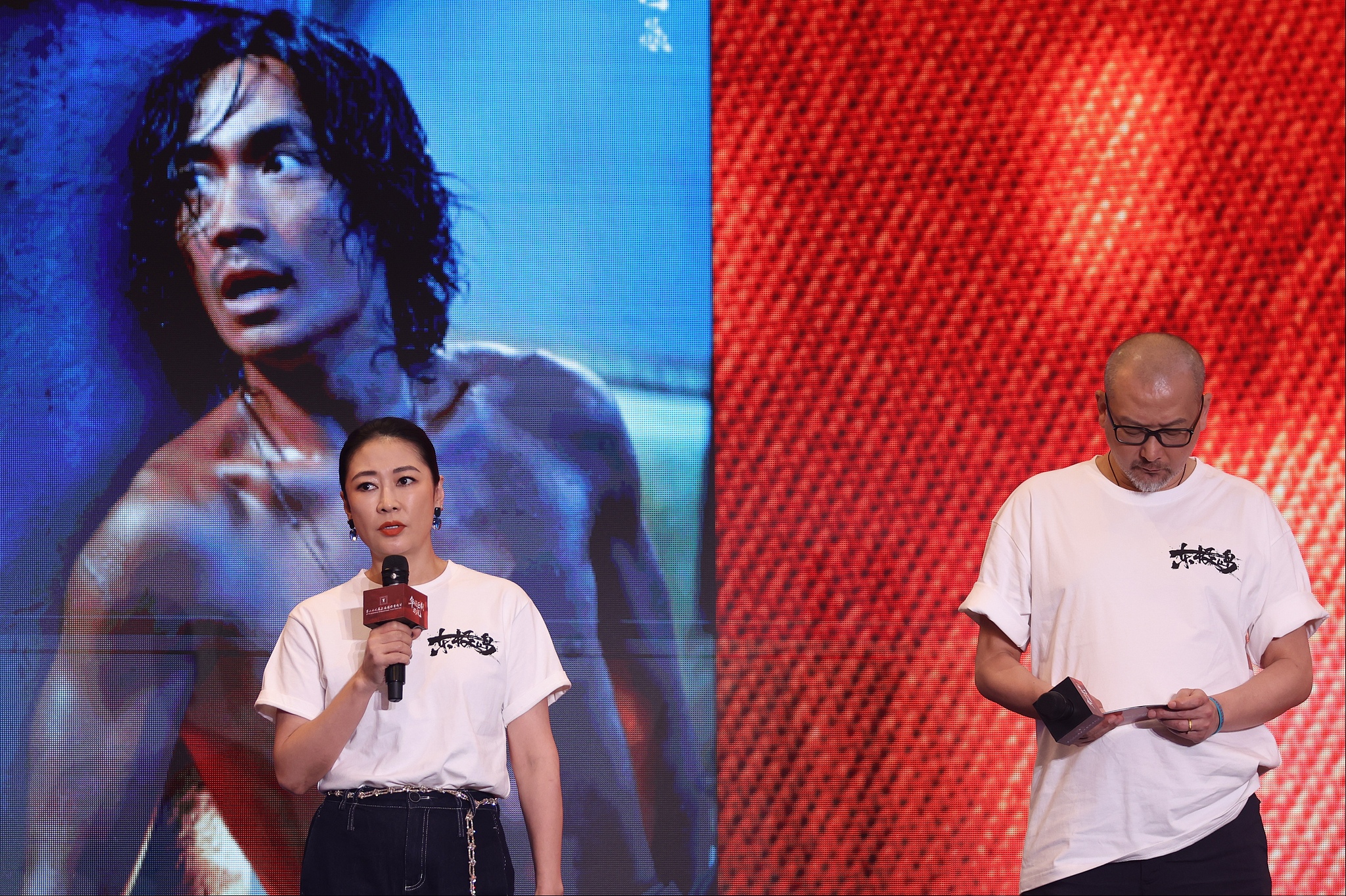 Veteran actress Liang Jing (left) discusses Chinese film 