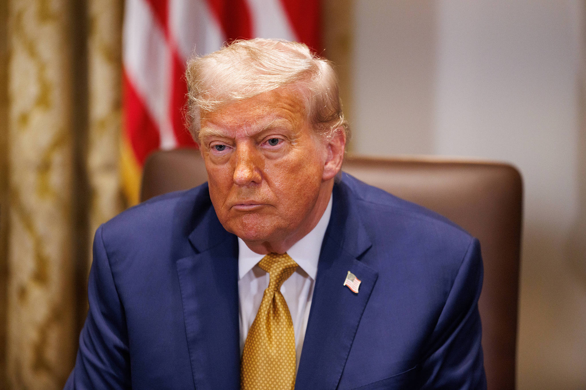 US President Donald Trump participates in a cabinet meeting in the Cabinet Room of the White House on July 8, 2025. /VCG