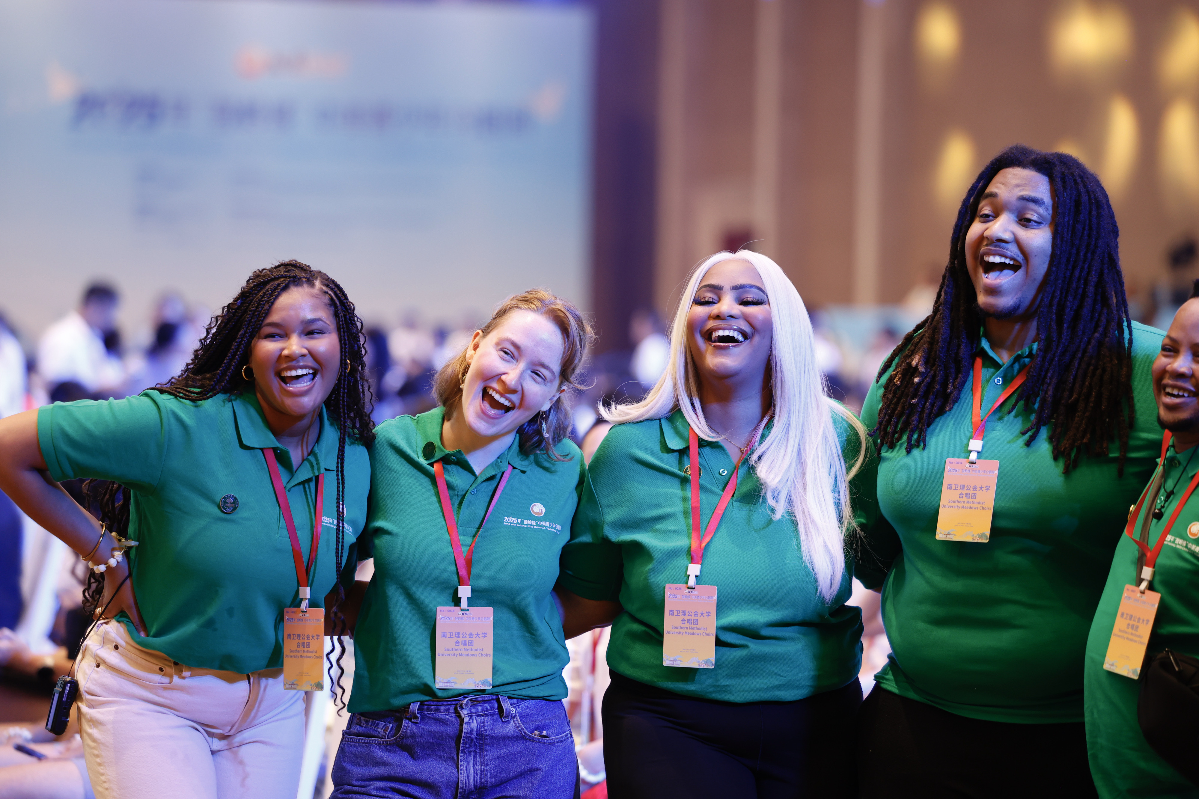American participants at the Bond with Kuliang: 2025 China-US Youth Choir Festival pose for a photo at its opening ceremony in Fuzhou, July 10, 2025. /Photo provided to CGTN