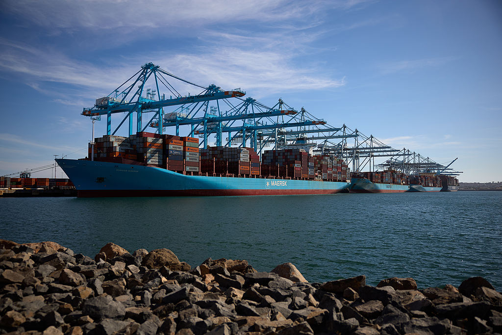 At the Port of Los Angeles, containers are being loaded and unloaded onto ships, California, US, July 9, 2025. /VCG