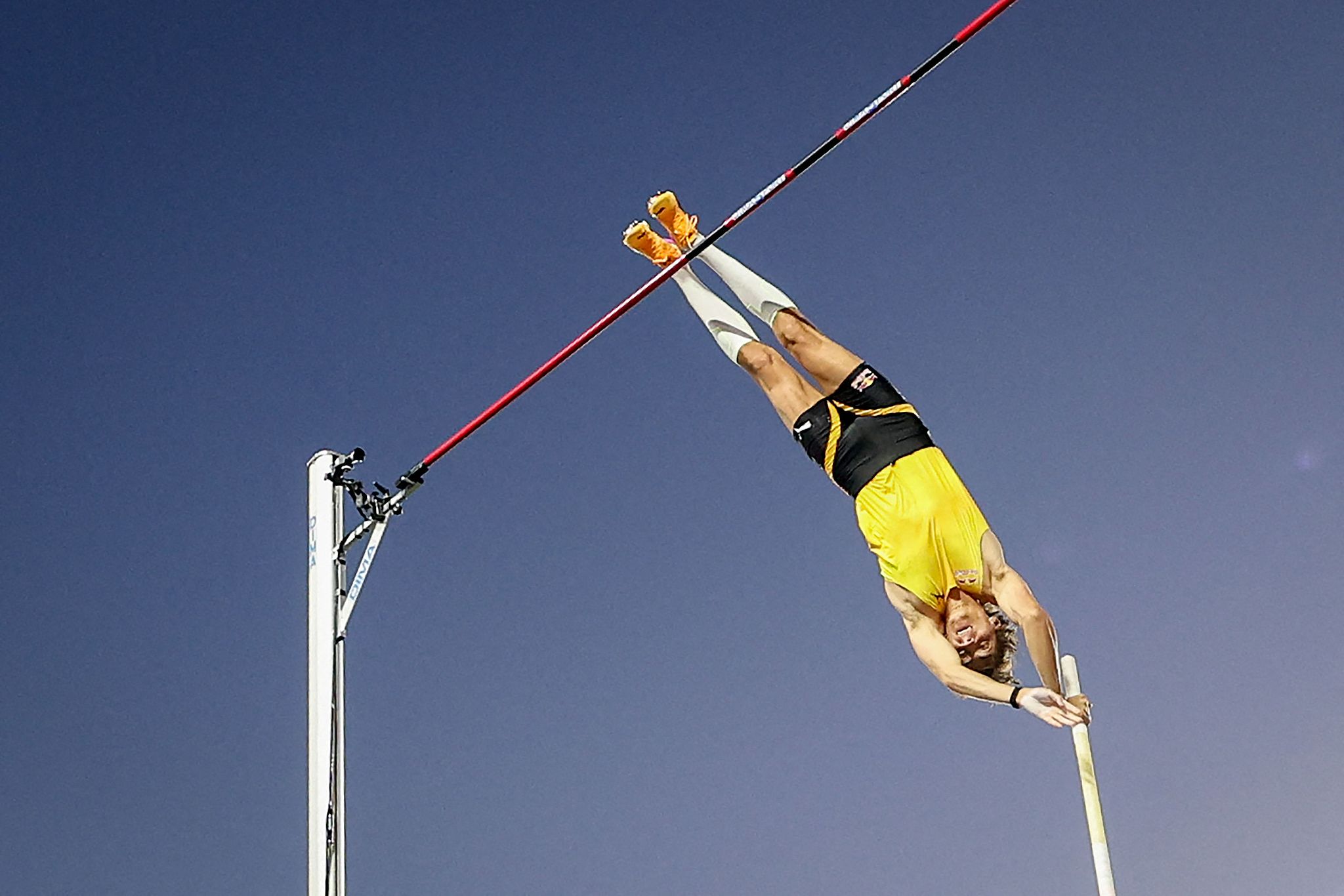 Sweden's Armand Duplantis competes in the men's pole vault event of the Diamond League athletics meeting at Stade Louis II in Monaco, Monaco,  July 11, 2025. /VCG
