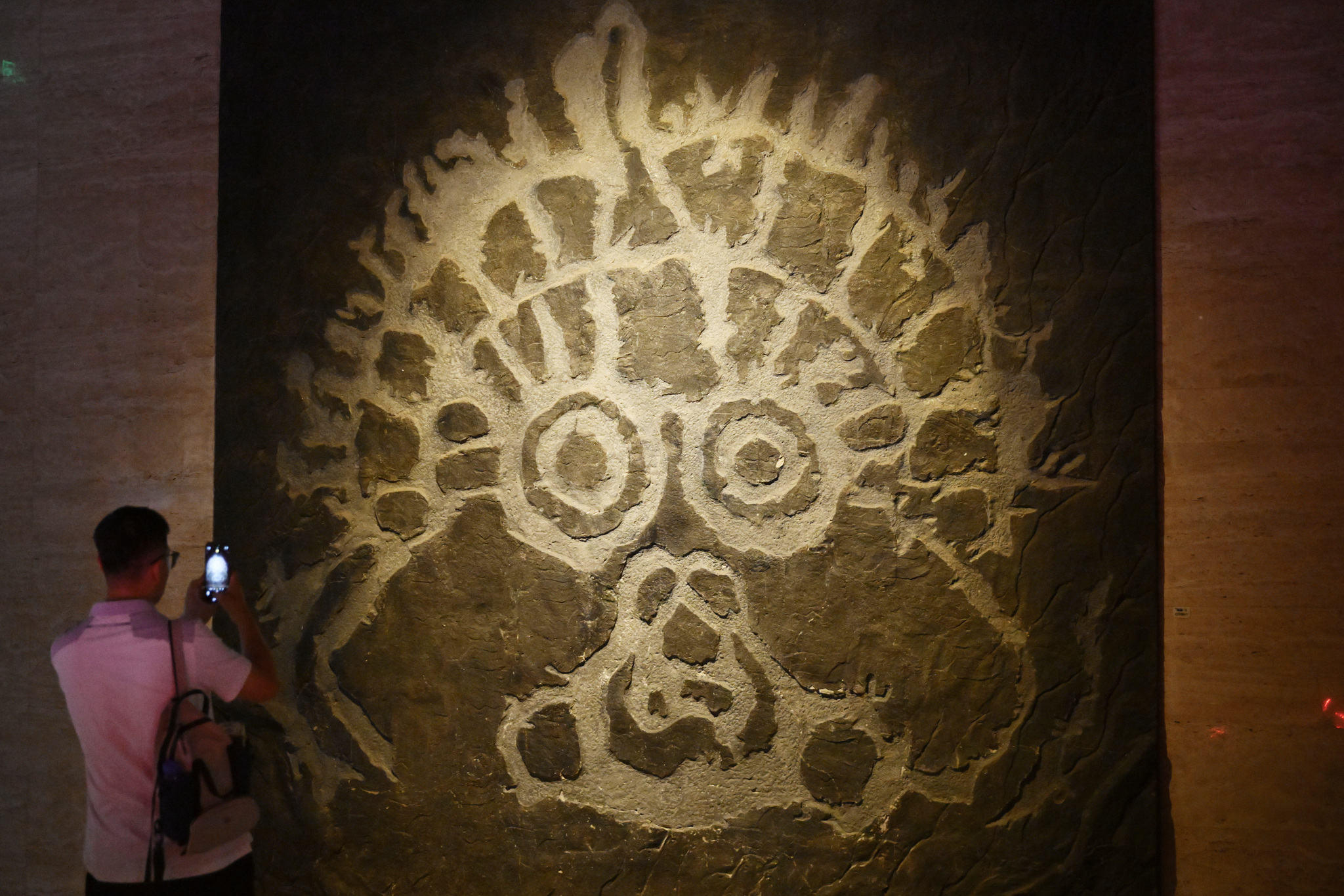 The Sun God petroglyph is pictured at Ningxia Museum on July 9, 2025. /VCG