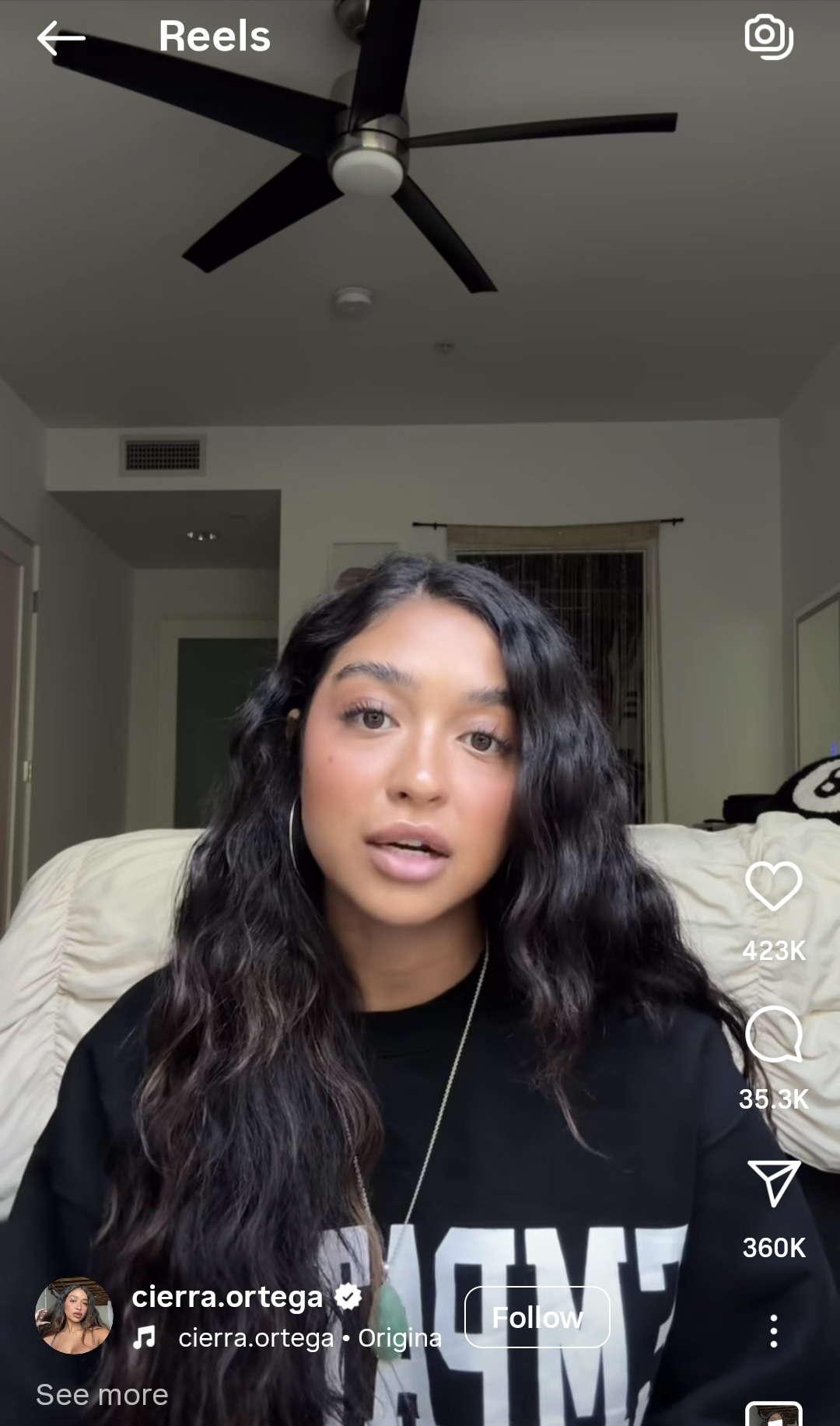 Ortega again took to social media, this time to release an apology video for her actions. /@cierra.ortega