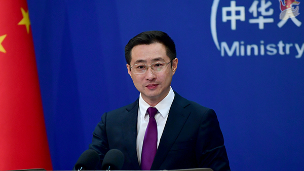 Chinese Foreign Ministry spokesperson Lin Jian at a regular press briefing in Beijing, China, July 14, 2025. /Chinese Foreign Ministry