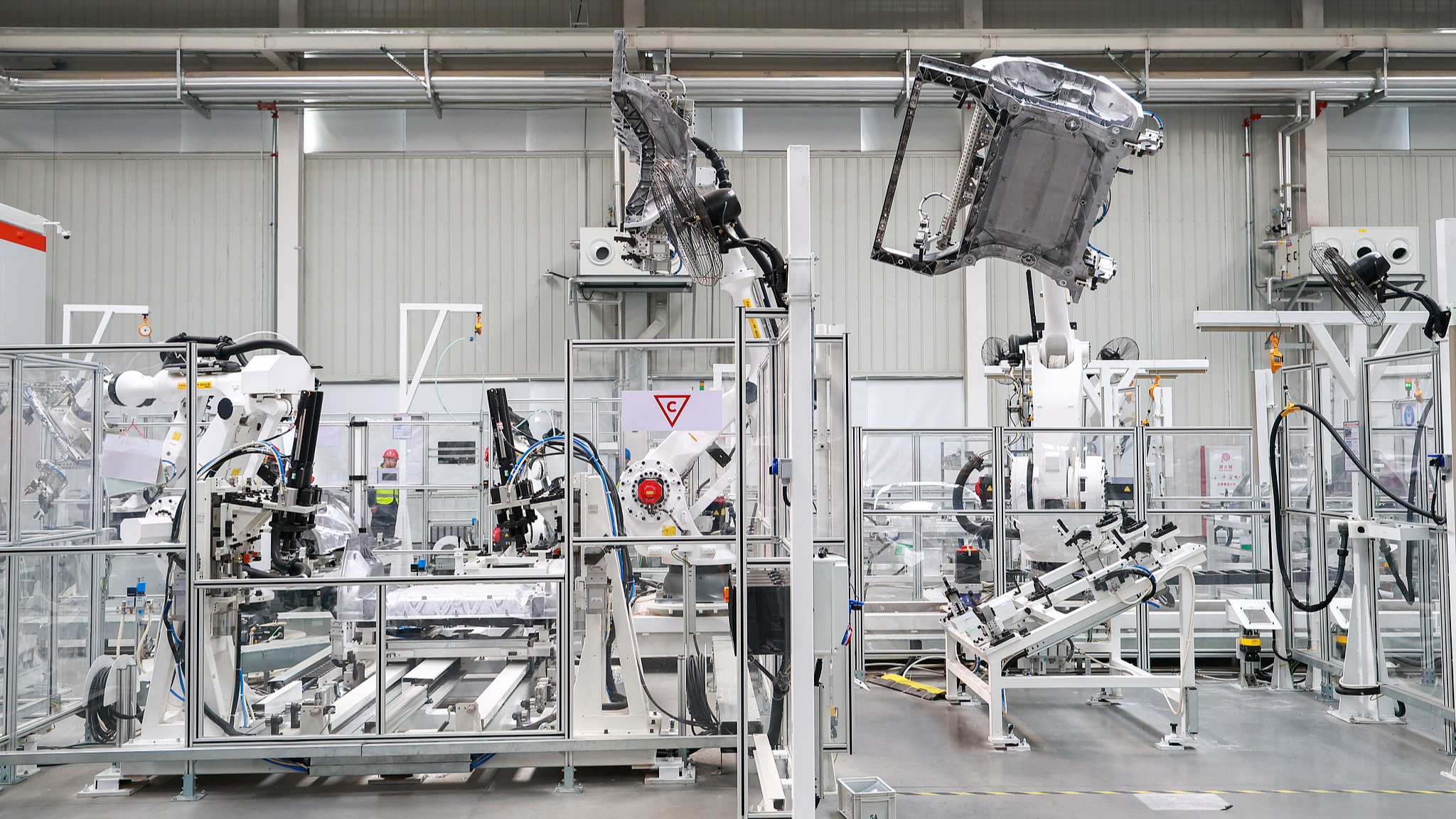 A view of an automatic workshop at Xiaomi EV's super factory in Beijing, China, March 25, 2024. /VCG