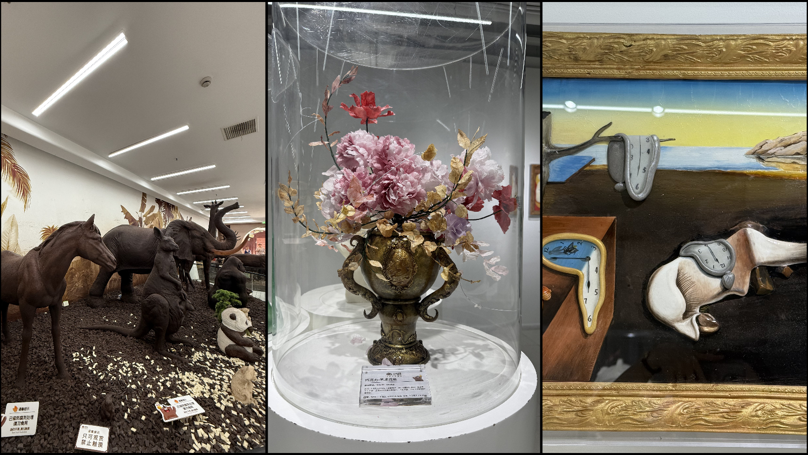 Animals in the chocolate zoo and artworks at the Chocolate Museum in Shanghai, China. /Zaruhi Poghosyan