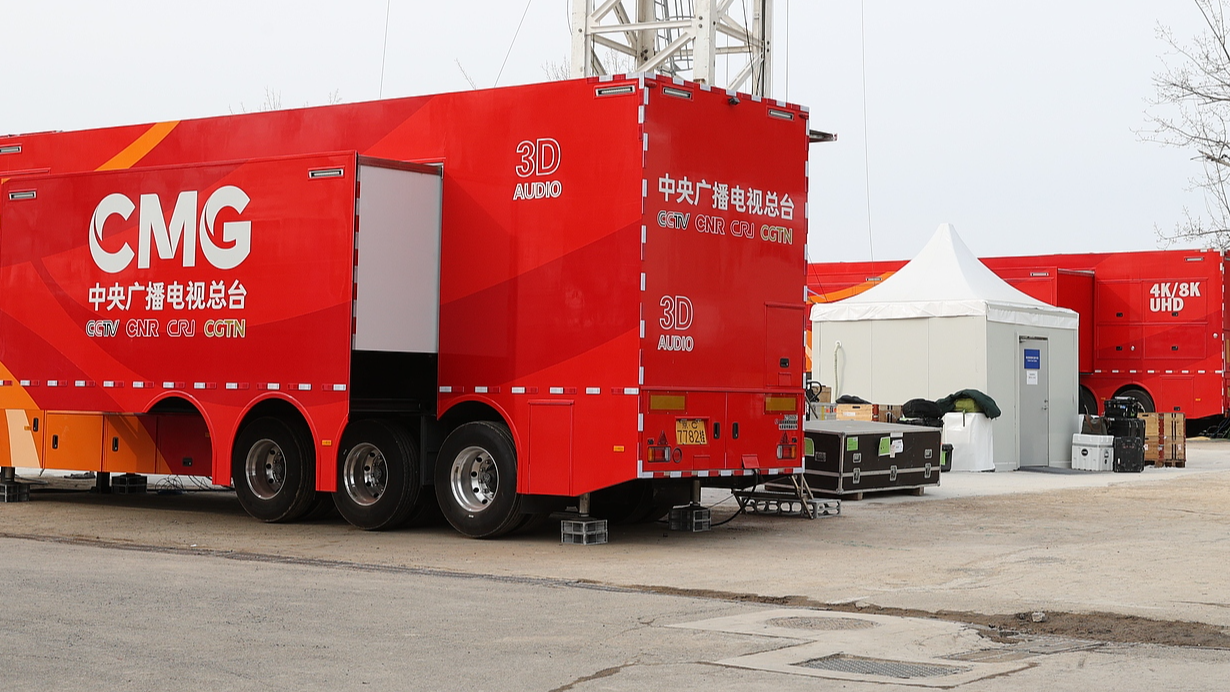 FILE: China Media Group's 4K/8K ultra-high-definition live broadcast vans. /VCG
