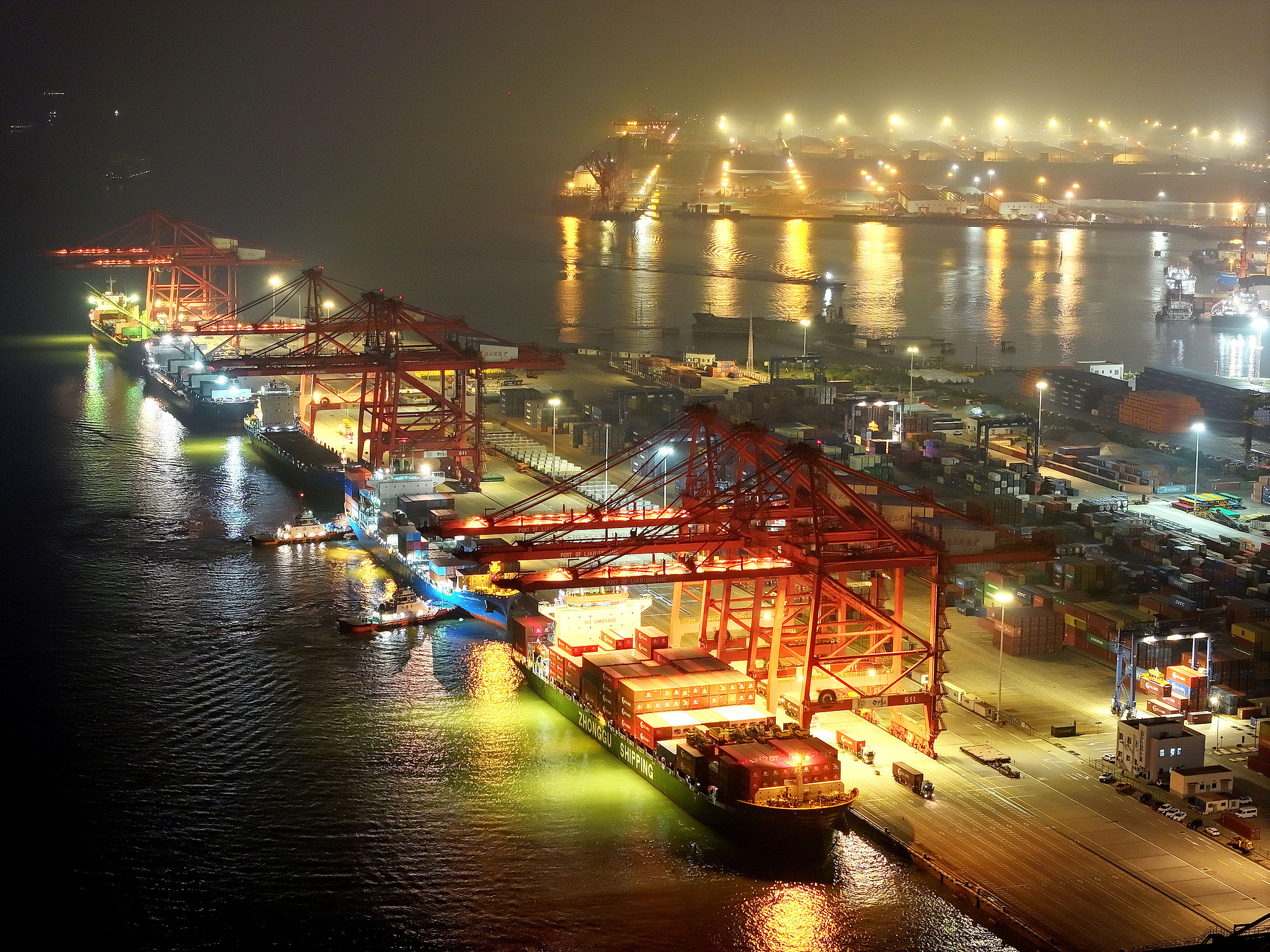 A busy scene at the container terminal in Lianyungang Port, east China's Jiangsu Province, August 7, 2025. /VCG