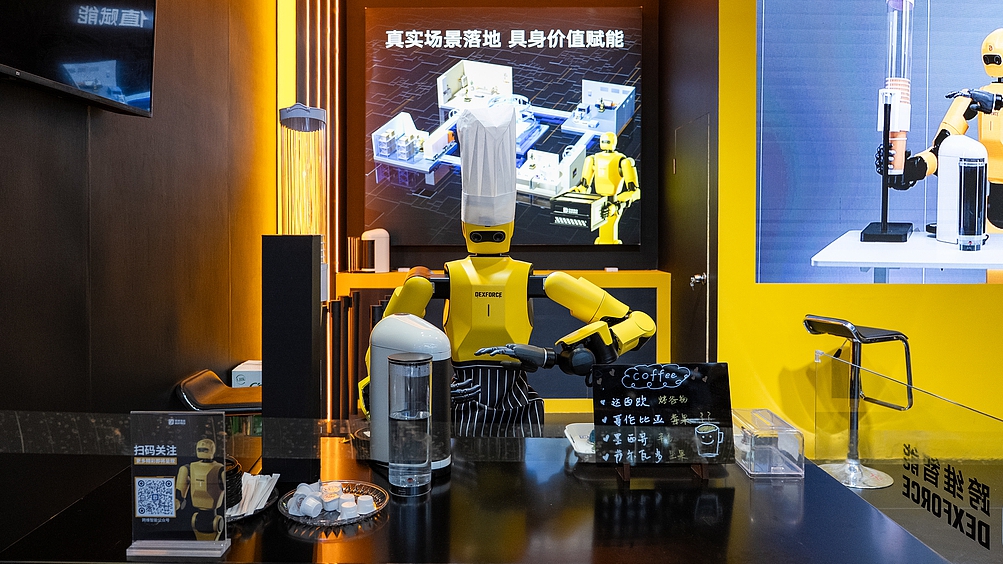 A chef-like humanoid robot is seen at the World Robot Conference, Beijing, China, August 8, 2025. /VCG