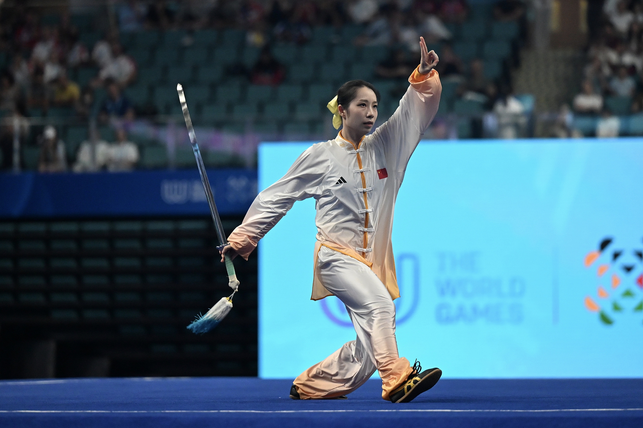 Lu Zhuoling of China performs in the women's Wushu-Taijijian event at the 2025 Chengdu World Games in Chengdu, southwest China's Sichuan Province, August 8, 2025. /VCG