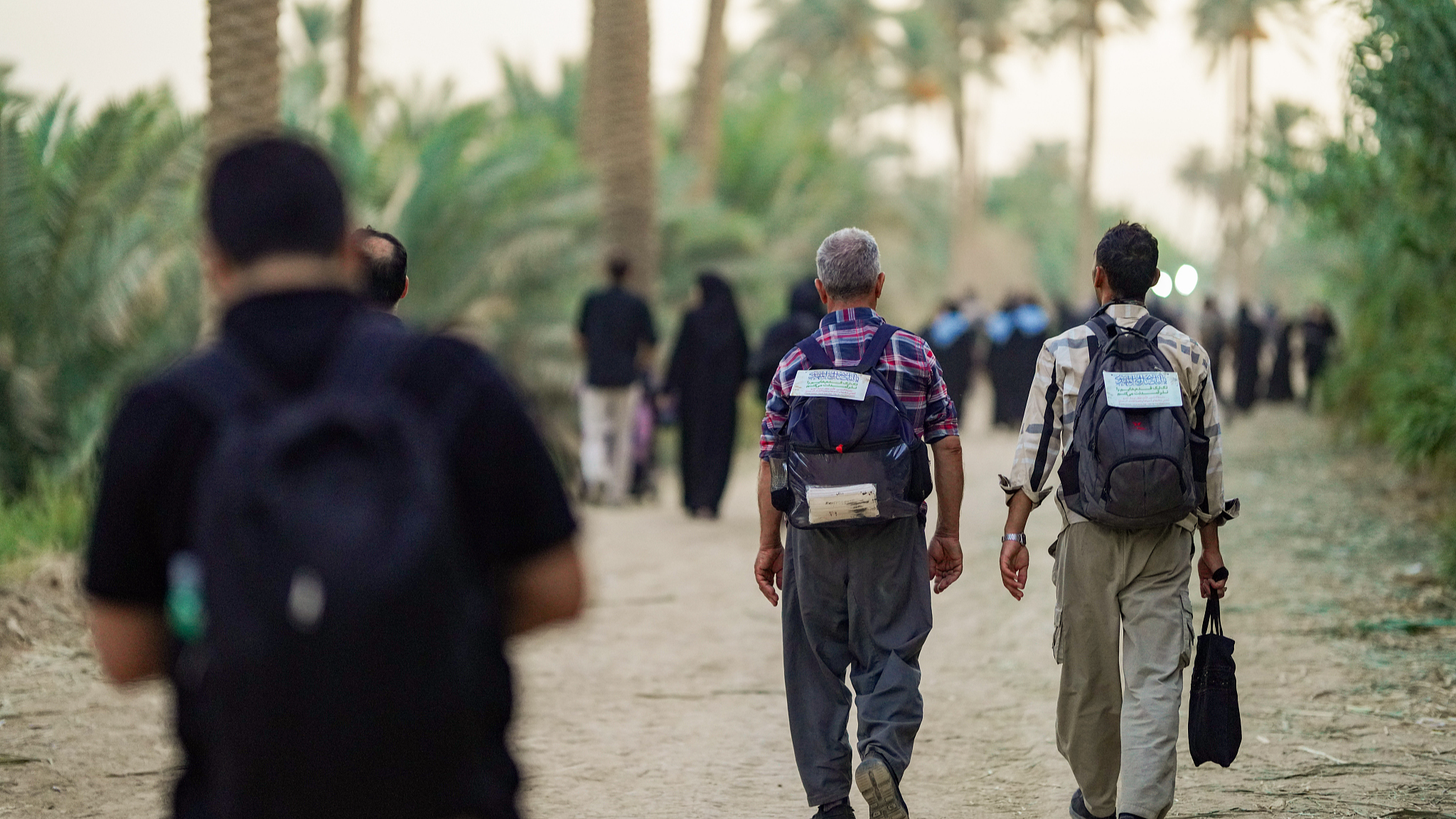 Dozens of people from southern Iraq set out on a march from the city of Najaf to the city of Karbala, August 9, 2025. /VCG