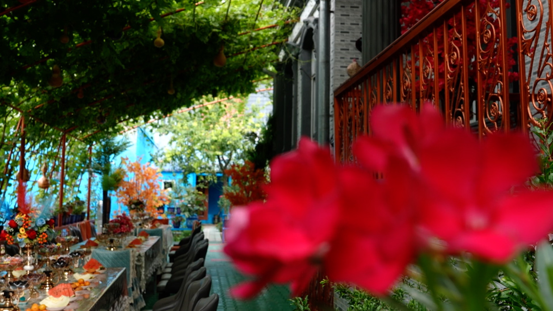 Courtyard of 69-year-old local Kurbanjan where he hosts visitors. 