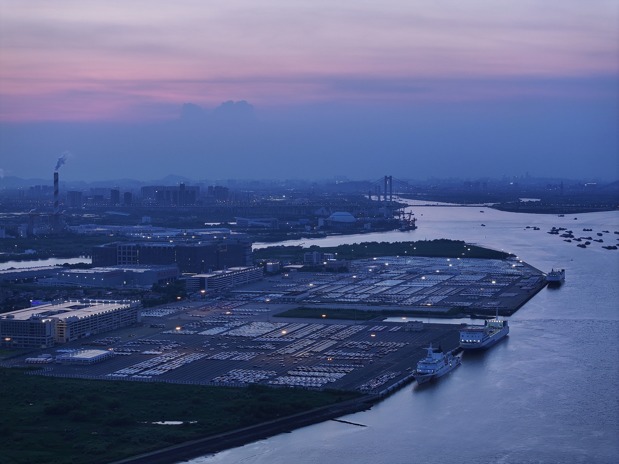 Aerial view of the Nansha Automobile Terminal in Guangzhou, China's Guangdong Province, August 10, 2025. /VCG