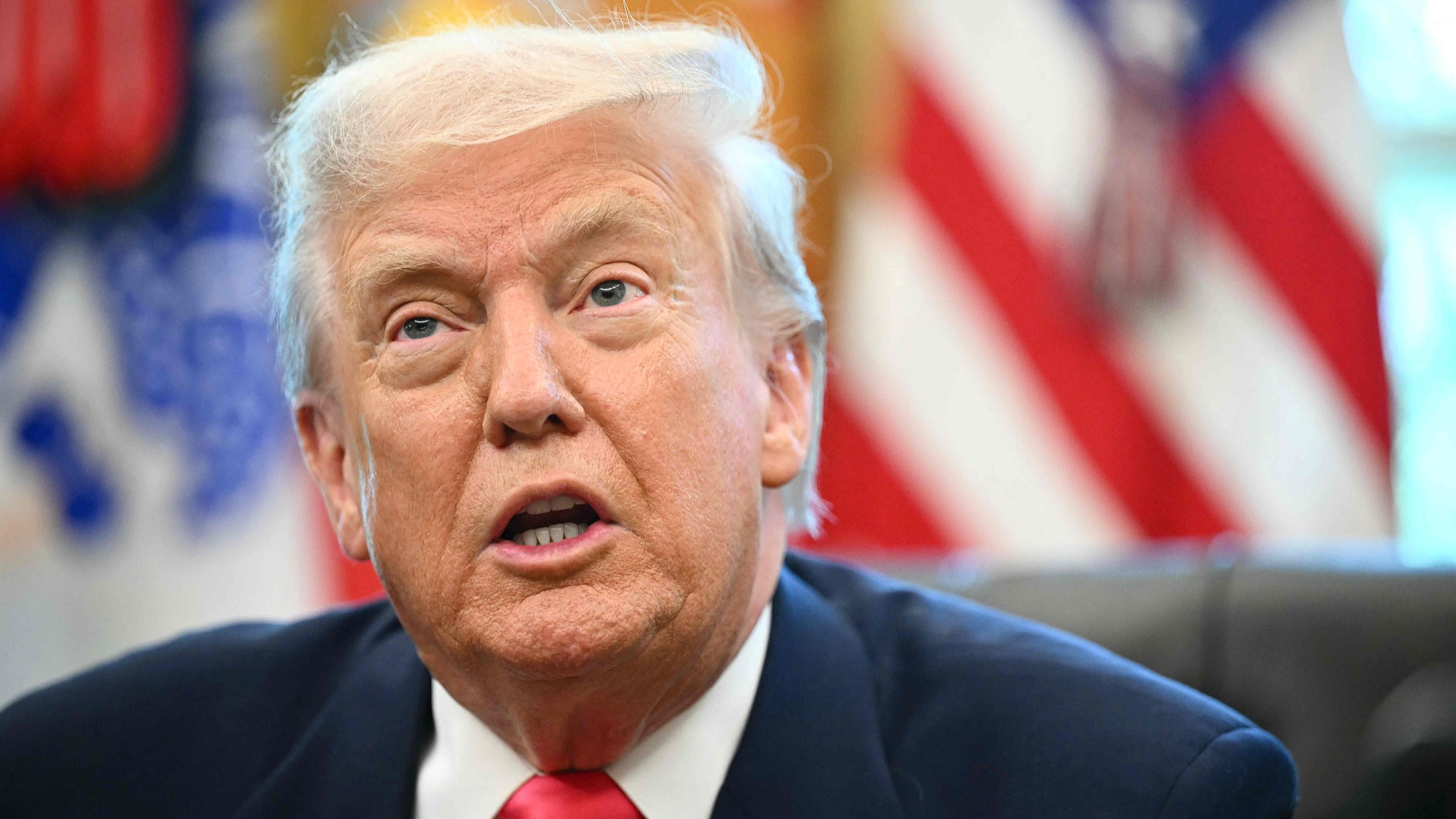 U.S. President Donald Trump speaks after an event in the Oval Office of the White House in Washington, D.C., U.S., August 14, 2025. /VCG