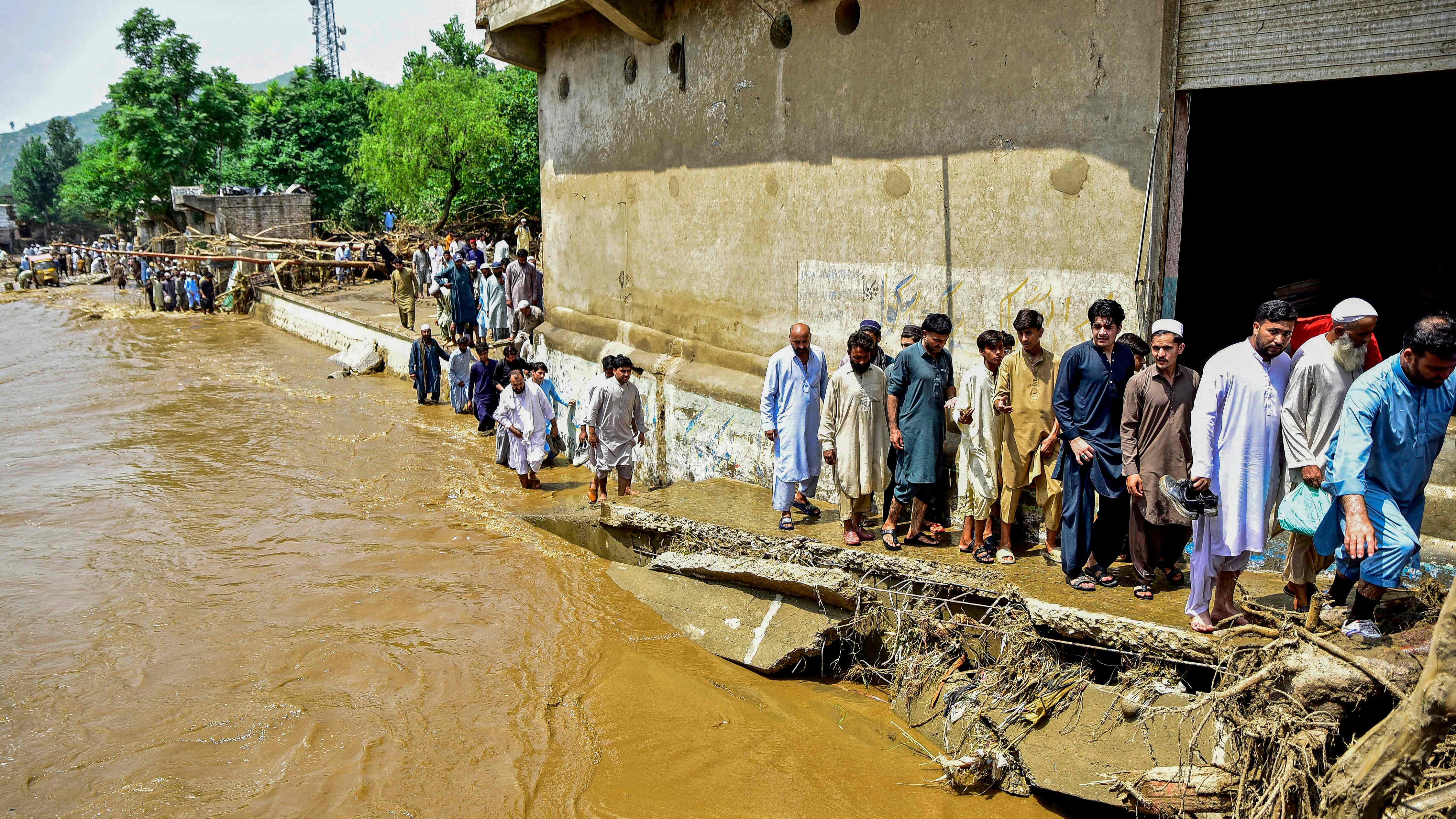 Monsoon rains trigger flash floods in Pakistan's KP province, August 16, 2025. /VCG