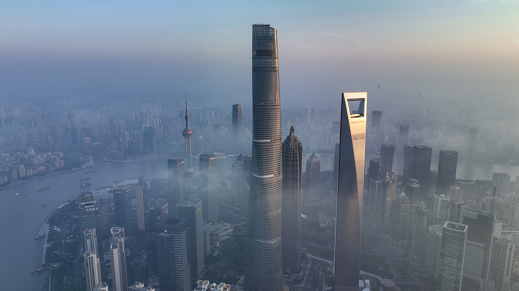 An aerial view of the Bund (Lujiazui) landscape in Shanghai, China, August 12, 2023. /VCG